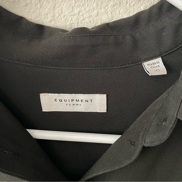 Equipment | Women's 100% Polyester Black Sheer Button Down Blouse Size XS - Picture 2 of 4